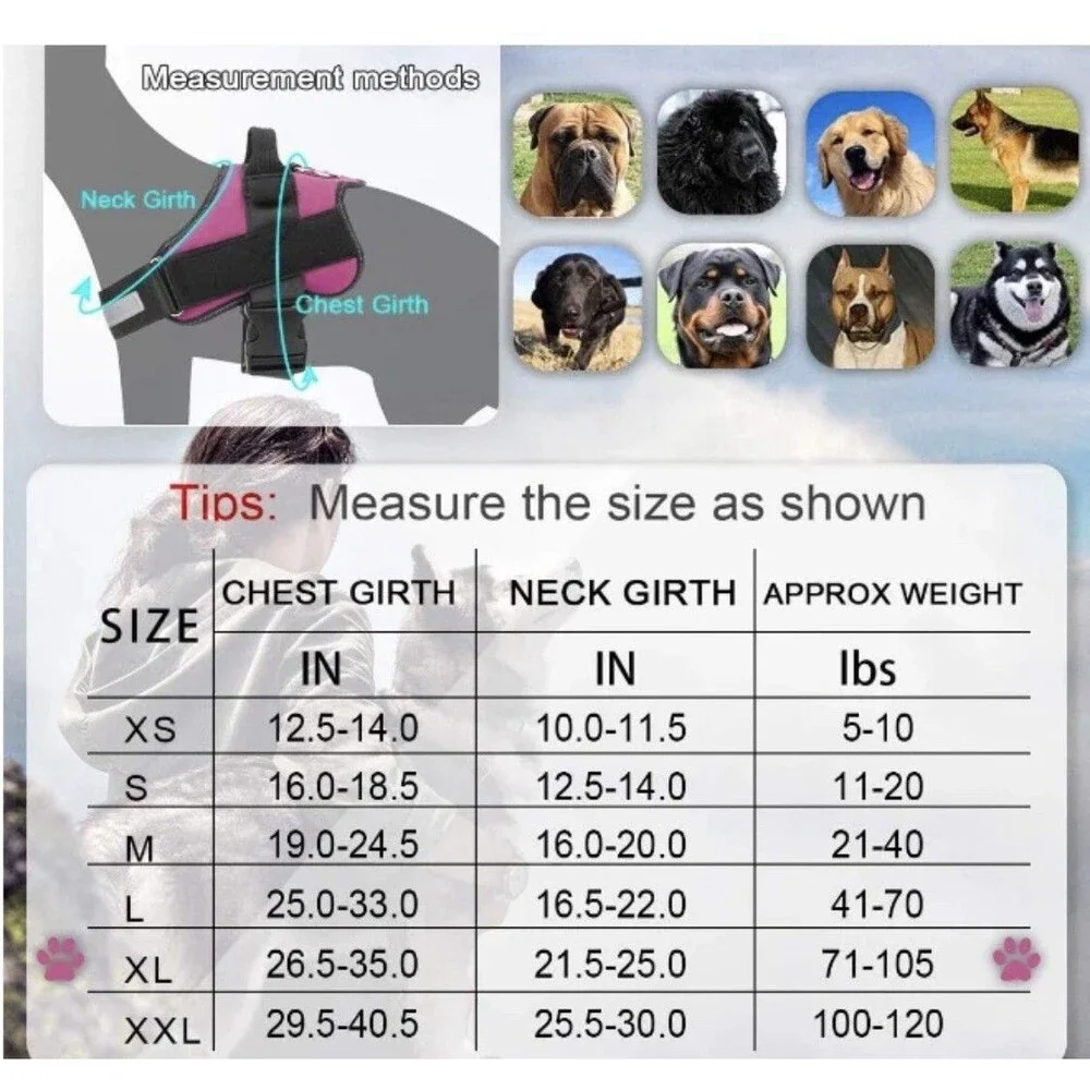 Bolux L No Pull Dog Harness Large Breed Reflective Adjustable Pet Harness NWT